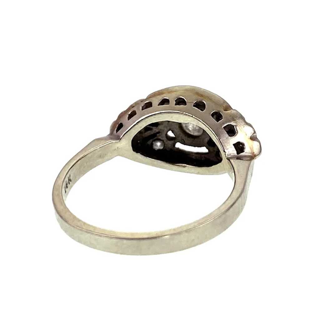 Art Deco 14K White Gold & Diamond Ring - image 6