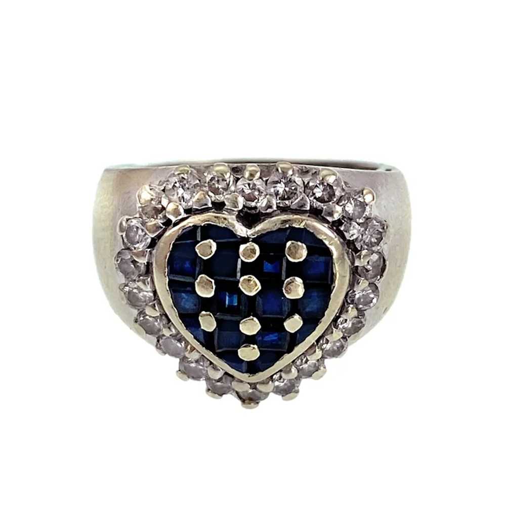 14K, Sapphire & Diamond Heart Ring - image 2