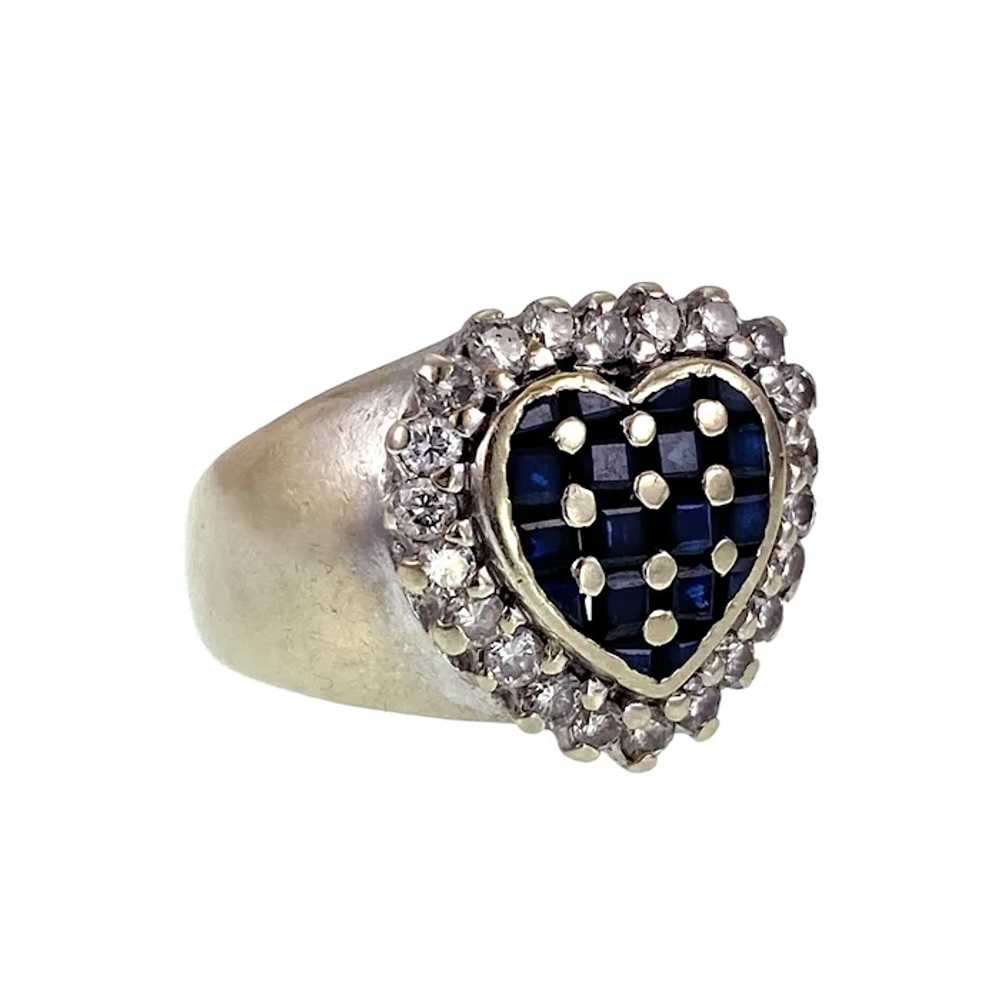 14K, Sapphire & Diamond Heart Ring - image 3