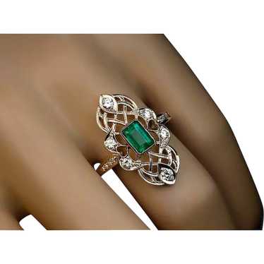 Art Deco Emerald and Diamond Ring