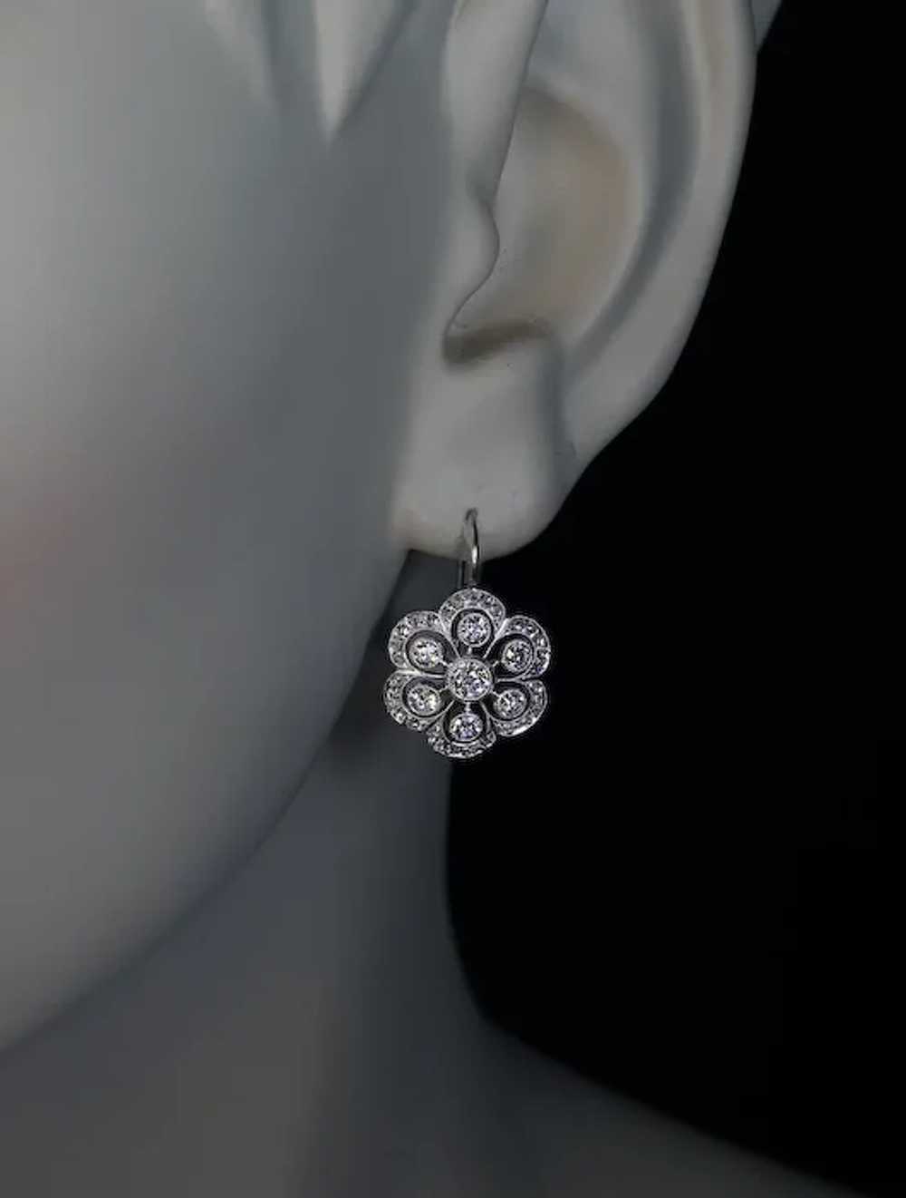 Antique Edwardian Platinum Diamond Earrings Ref: … - image 2