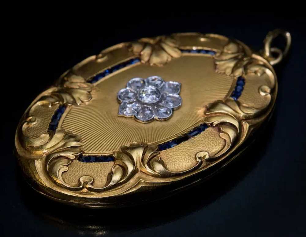 Large Belle Epoque Antique Jeweled Gold Pendant L… - image 3