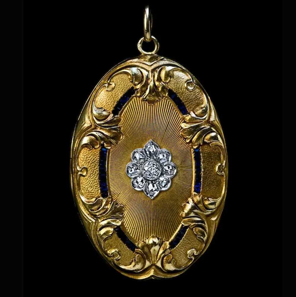 Large Belle Epoque Antique Jeweled Gold Pendant L… - image 4