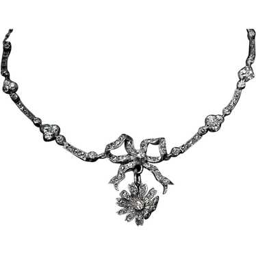 Belle Epoque Antique Diamond Gold Silver Necklace - image 1