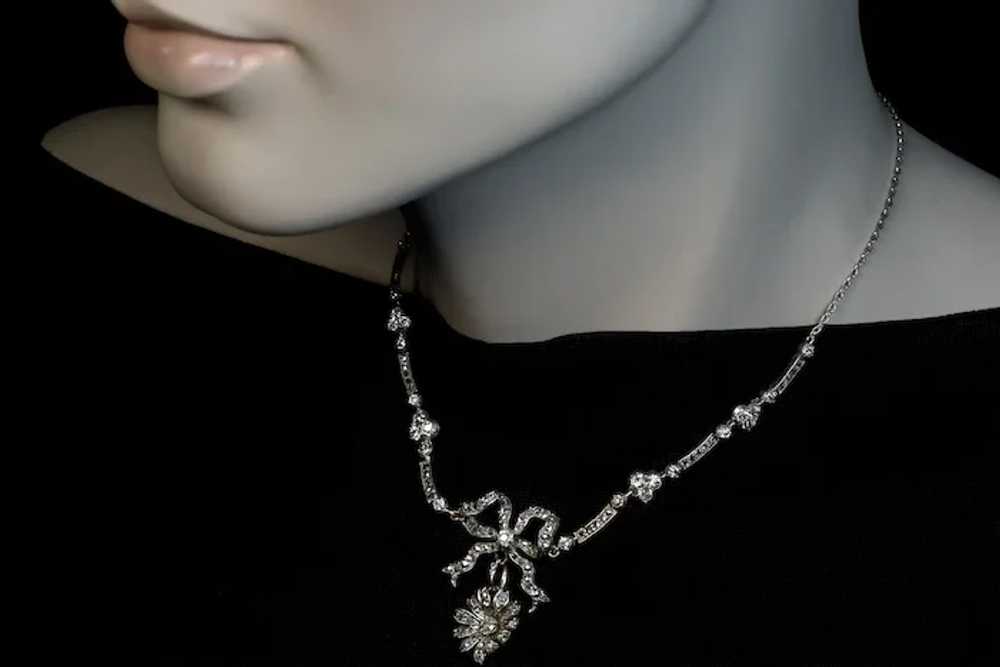 Belle Epoque Antique Diamond Gold Silver Necklace - image 2