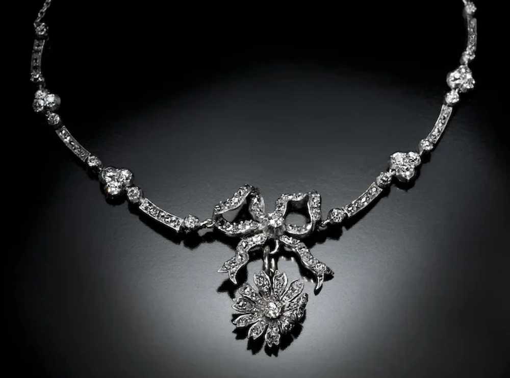 Belle Epoque Antique Diamond Gold Silver Necklace - image 4