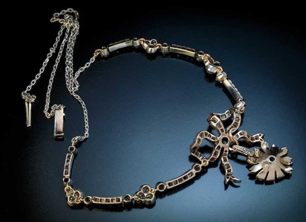 Belle Epoque Antique Diamond Gold Silver Necklace - image 5