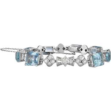 GIA 20.84ct Estate Vintage Retro Aquamarine and Di