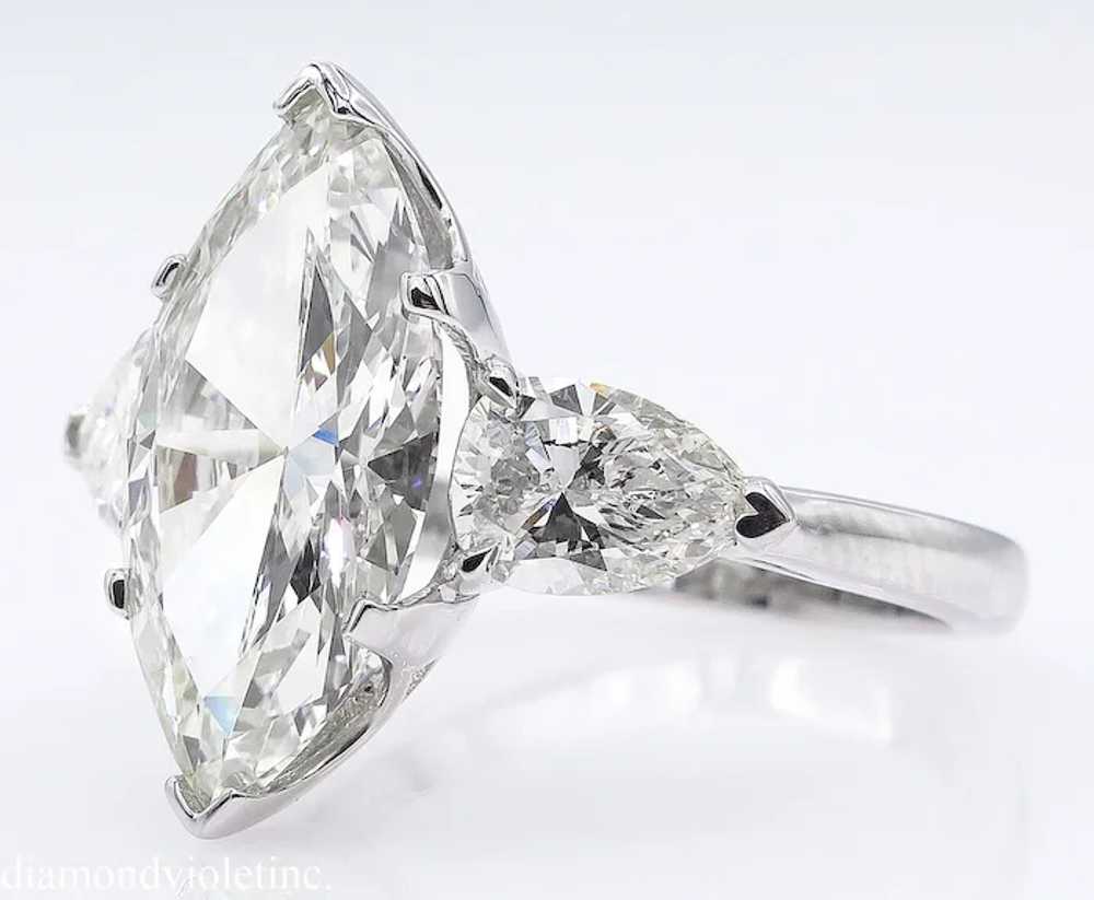 Vintage 4.29ct Marquise Diamond 3 Stone Engagemen… - image 5