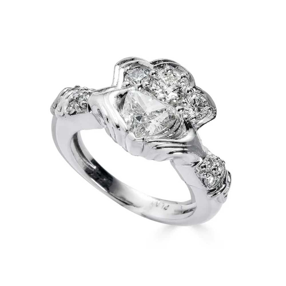 GIA 1.43ct Estate Vintage Heart Diamond Claddagh … - image 4