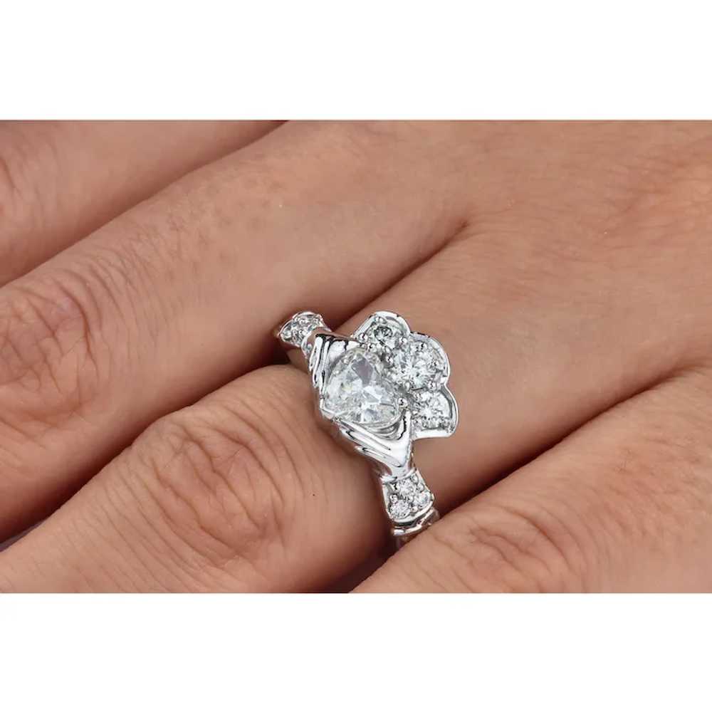 GIA 1.43ct Estate Vintage Heart Diamond Claddagh … - image 5