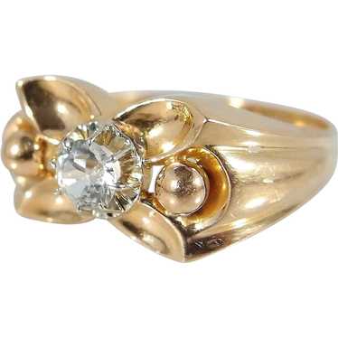 SOLD Charming Retro tank ring 18K solid gold Frenc