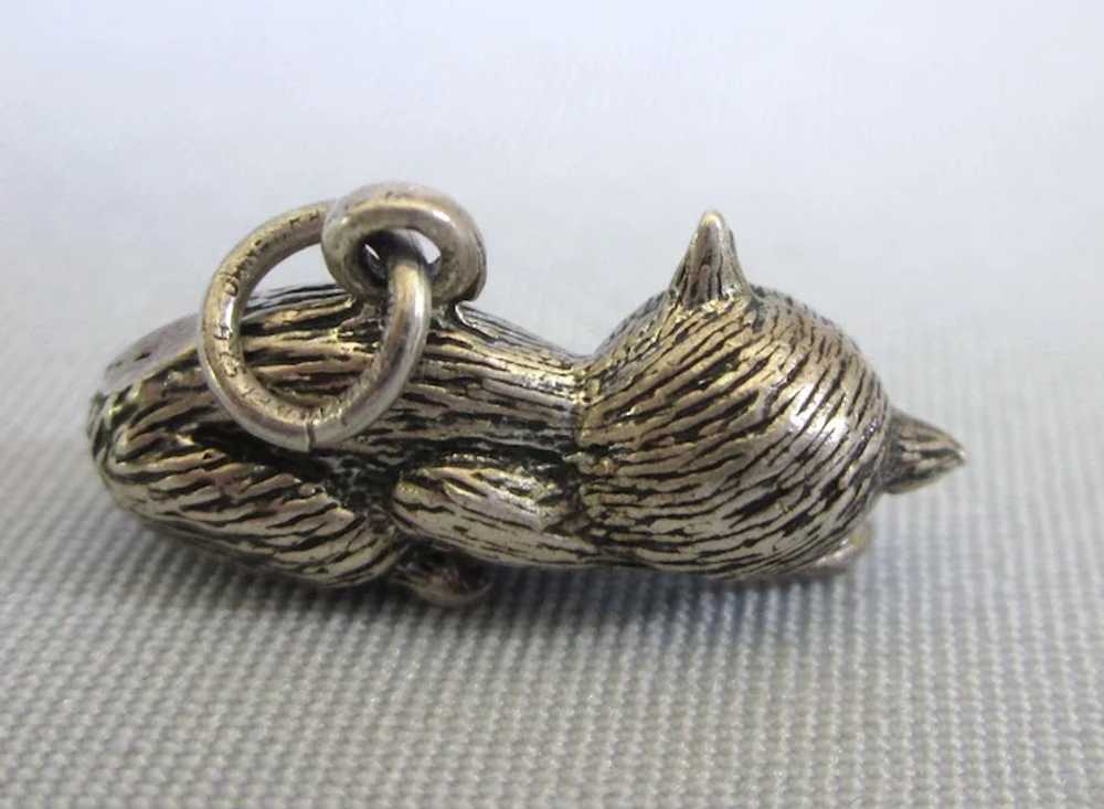 Vintage Sterling Silver Sleeping Cat 3-D Charm or… - image 2