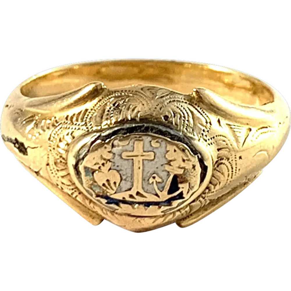 Sweden mid 1800s. Antique 18k Gold Faith, Hope an… - image 1