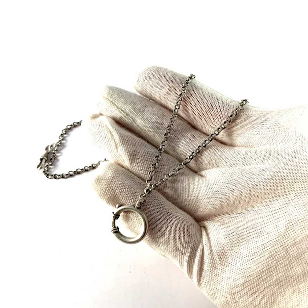 Sweden c 1930s Solid Silver Pocket Watch Chain. - image 4