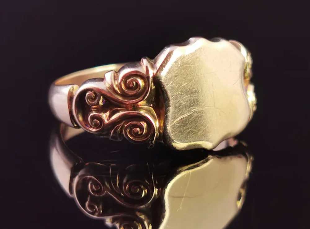 Antique 9k Rose Gold signet ring, heavy - image 10