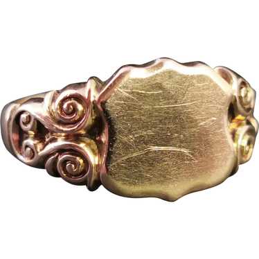 Antique 9k Rose Gold signet ring, heavy - image 1