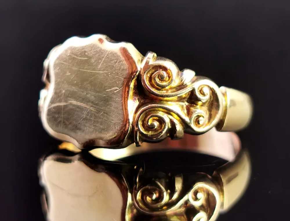 Antique 9k Rose Gold signet ring, heavy - image 8