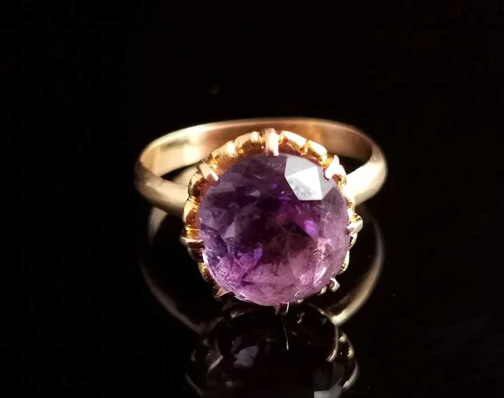 Vintage Amethyst cocktail ring, 20k yellow gold - image 10