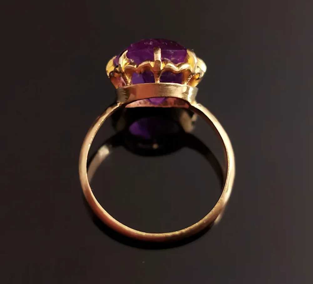 Vintage Amethyst cocktail ring, 20k yellow gold - image 11