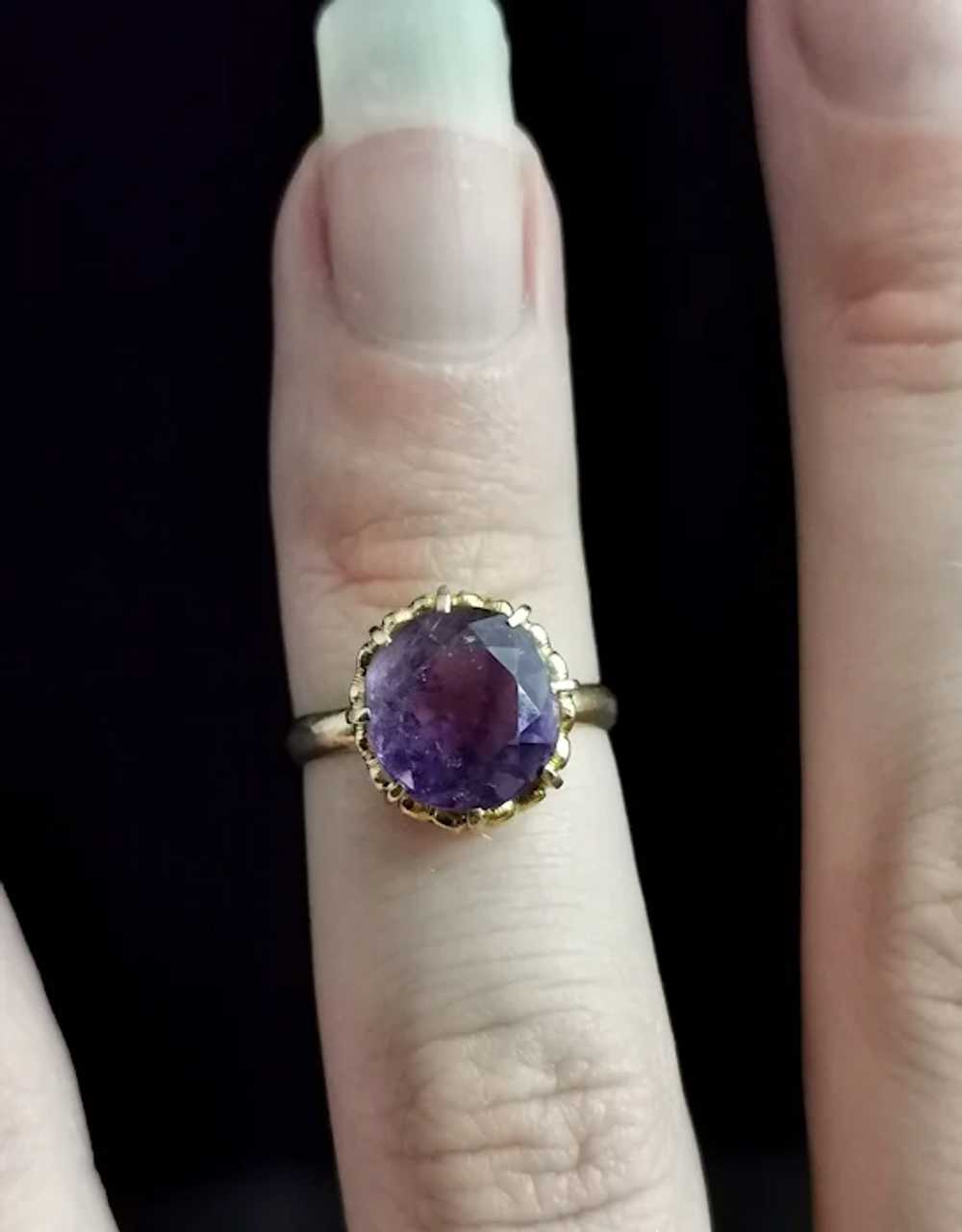 Vintage Amethyst cocktail ring, 20k yellow gold - image 12
