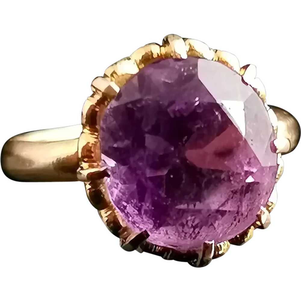Vintage Amethyst cocktail ring, 20k yellow gold - image 1