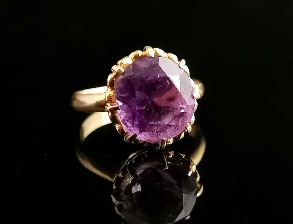 Vintage Amethyst cocktail ring, 20k yellow gold - image 2