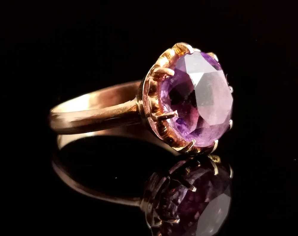 Vintage Amethyst cocktail ring, 20k yellow gold - image 3