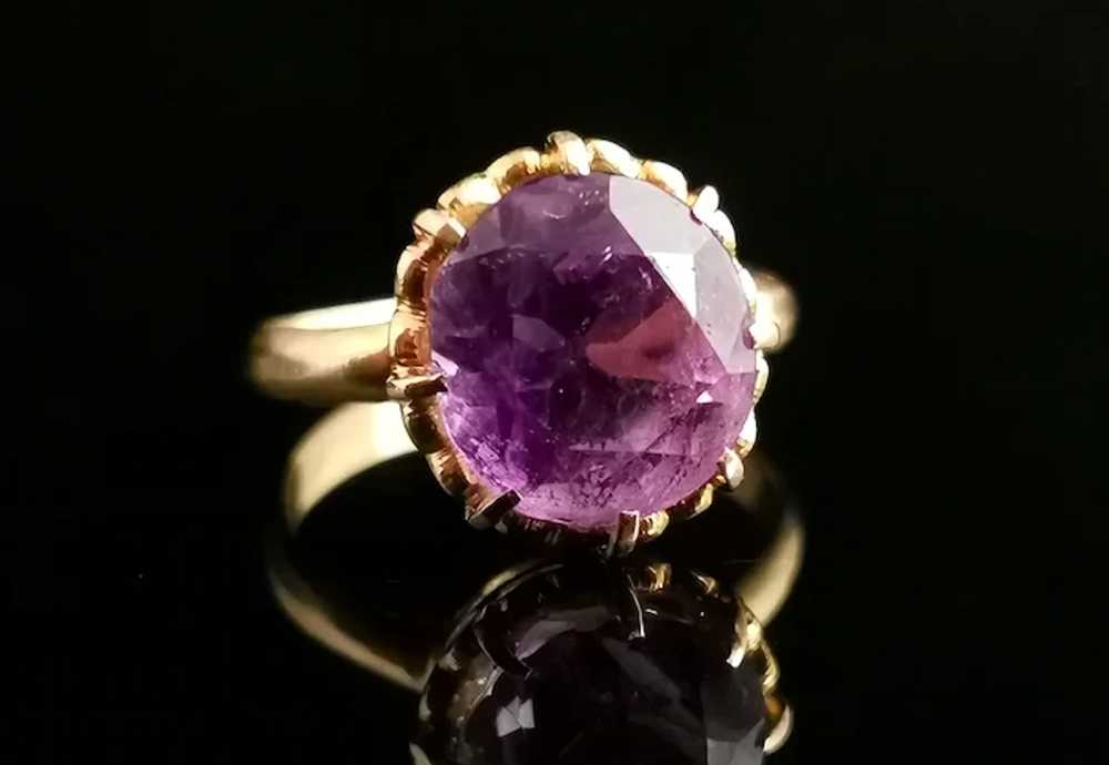Vintage Amethyst cocktail ring, 20k yellow gold - image 4