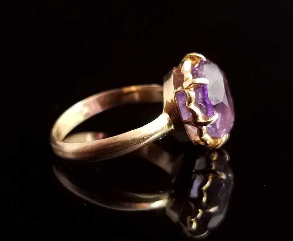 Vintage Amethyst cocktail ring, 20k yellow gold - image 5