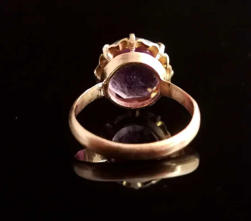 Vintage Amethyst cocktail ring, 20k yellow gold - image 6