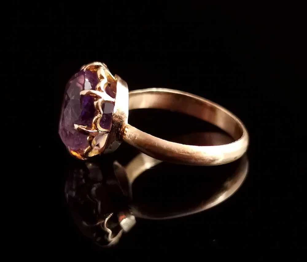 Vintage Amethyst cocktail ring, 20k yellow gold - image 7