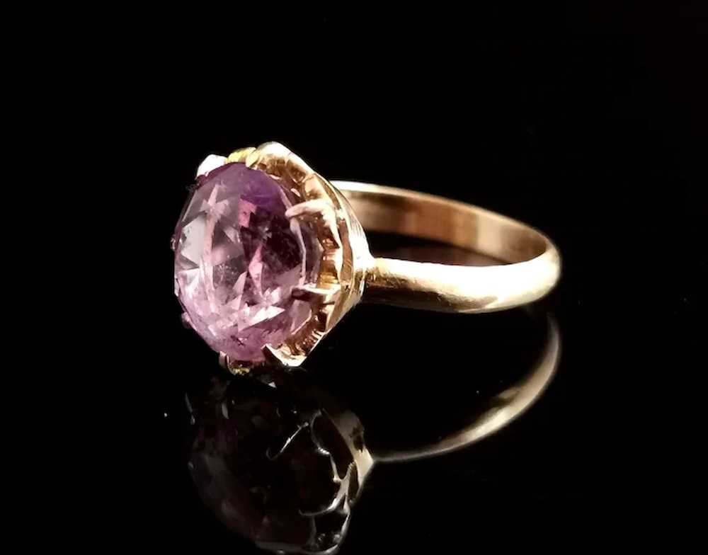 Vintage Amethyst cocktail ring, 20k yellow gold - image 8