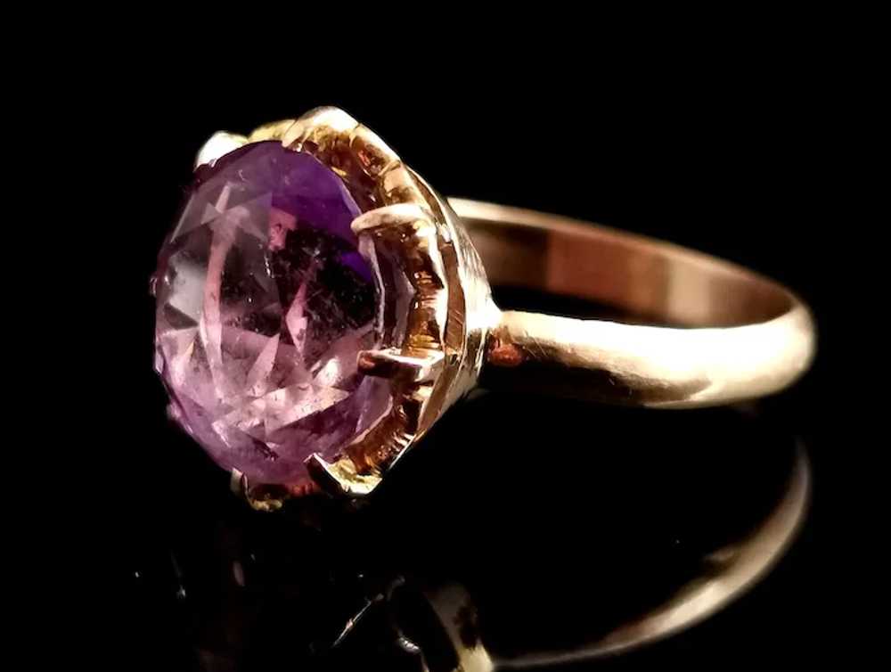 Vintage Amethyst cocktail ring, 20k yellow gold - image 9