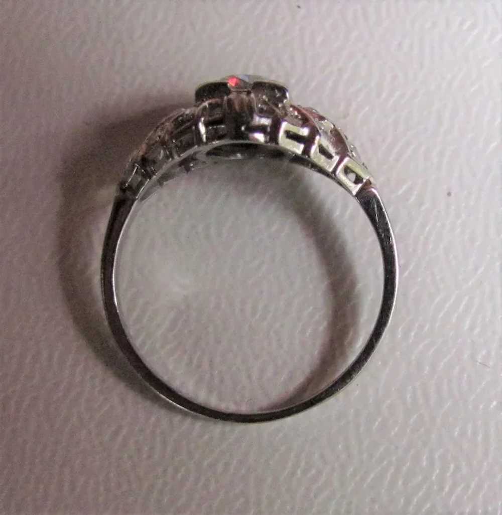 Antique 18K White Gold Diamond Ring Circa 1920 .6… - image 4