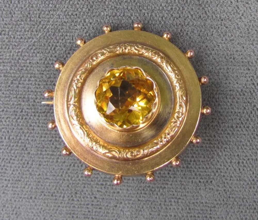 Antique Victorian Etruscan Revival Citrine Brooch… - image 3