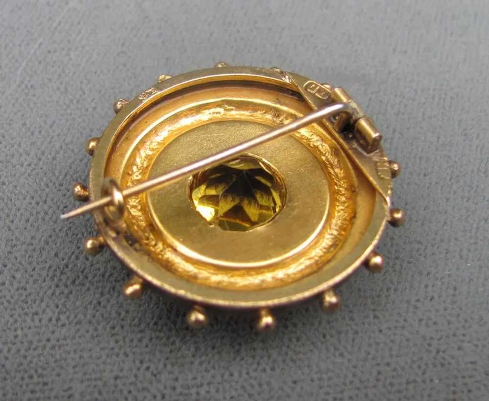 Antique Victorian Etruscan Revival Citrine Brooch… - image 6