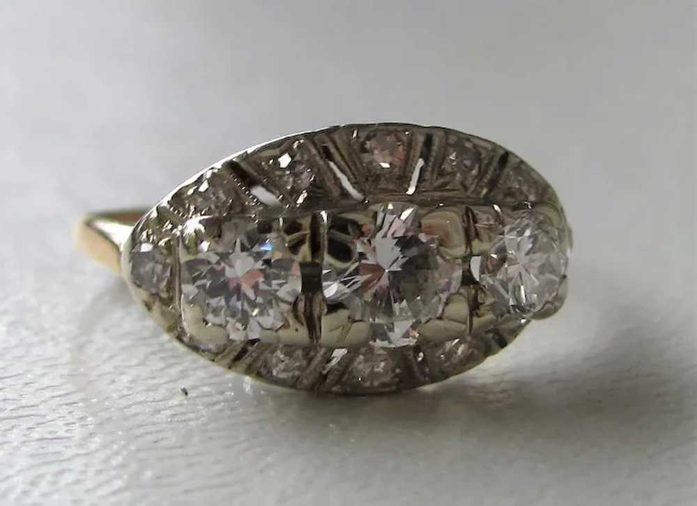 Antique 14K Gold Diamond Ring Circa 1930's 1.35cts - image 2