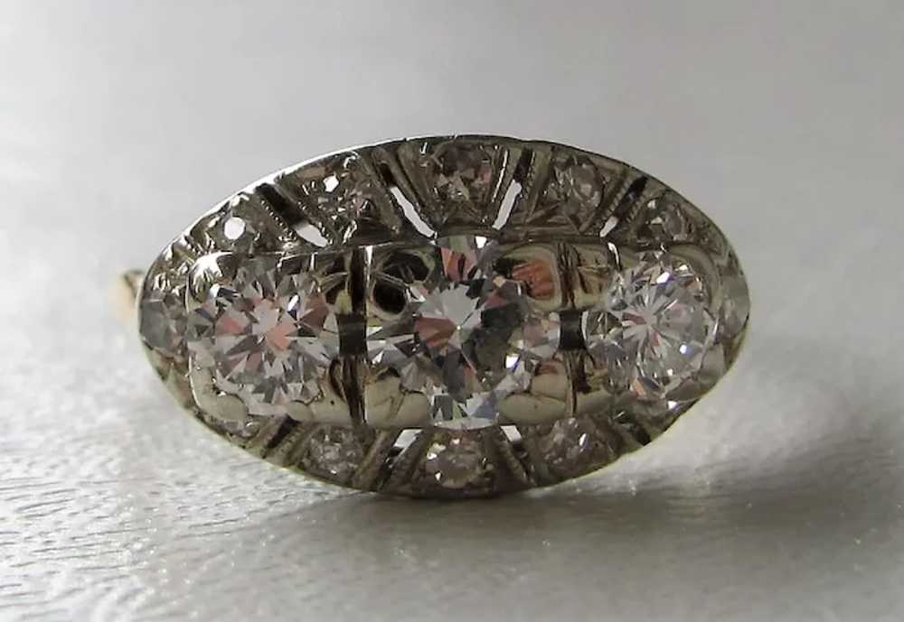 Antique 14K Gold Diamond Ring Circa 1930's 1.35cts - image 6