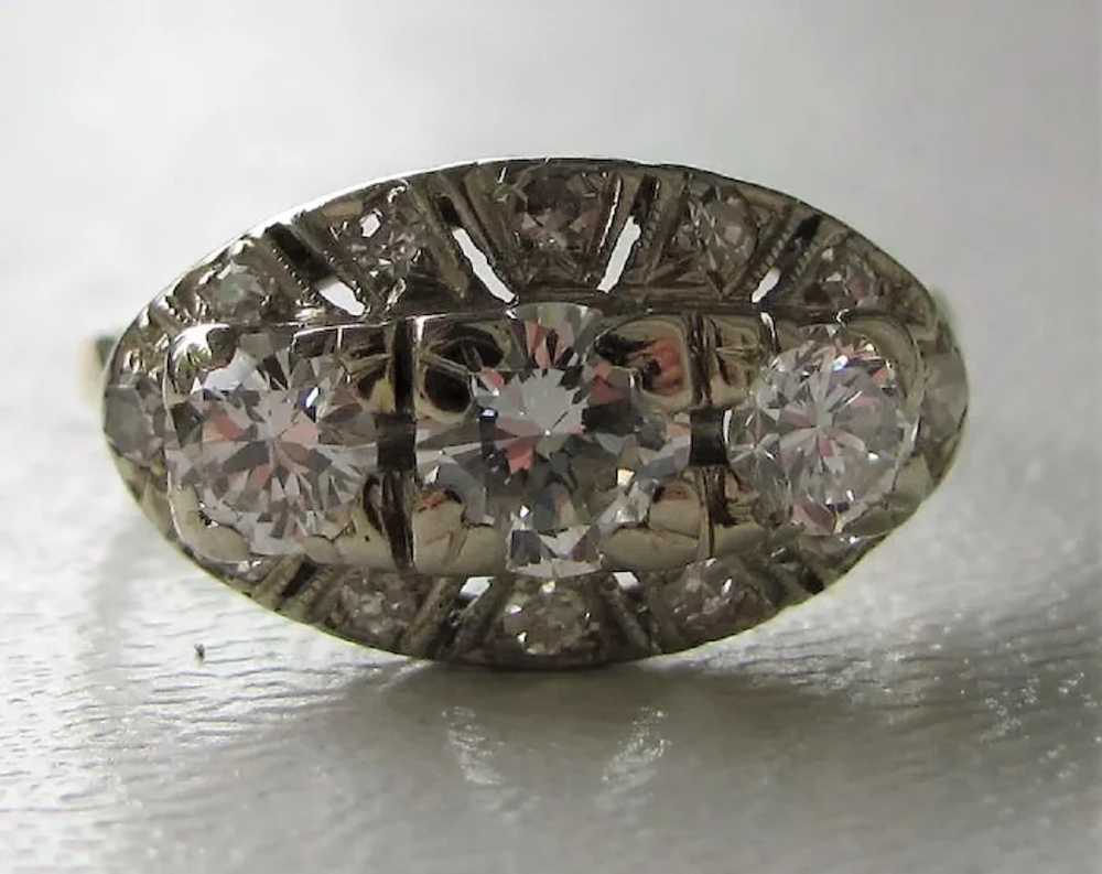 Antique 14K Gold Diamond Ring Circa 1930's 1.35cts - image 7