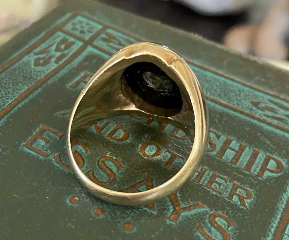 Antique Diamond & Onyx Signet Ring 14k - image 4