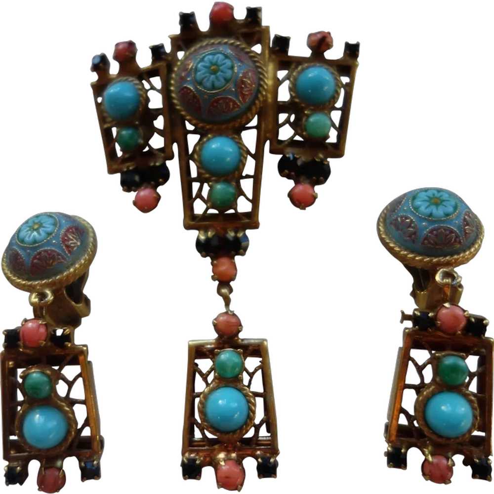 JULIANA D&E Moroccan Matrix Brooch Earrings Set - image 1