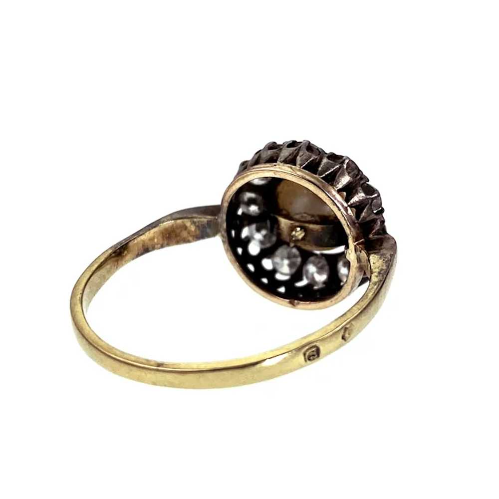 Antique 14K & Siver top, Diamond & Pearl Ring - image 4