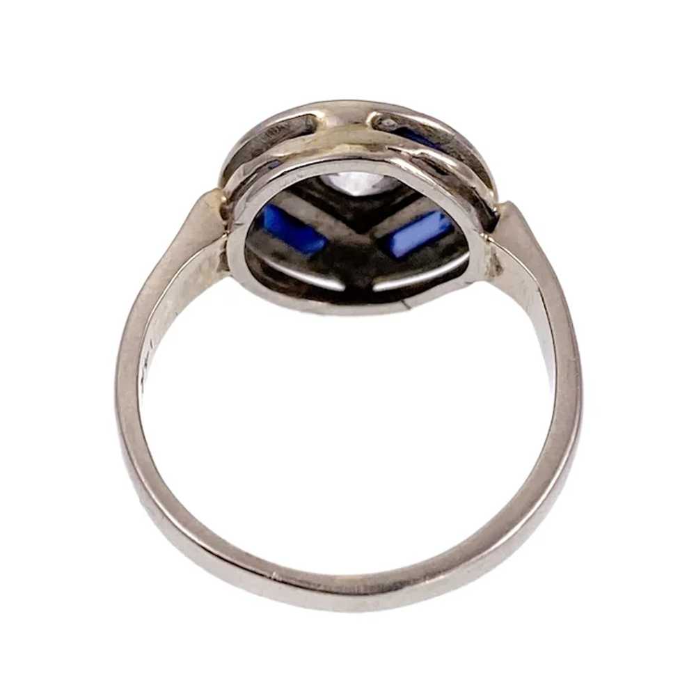 Art Deco 14K, Sapphire & Diamond Ring - image 5