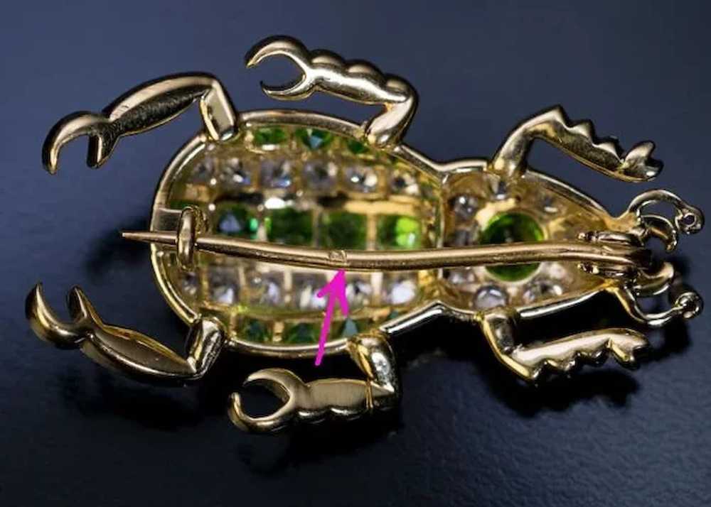 Vintage Russian Demantoid Diamond Beetle Brooch P… - image 3
