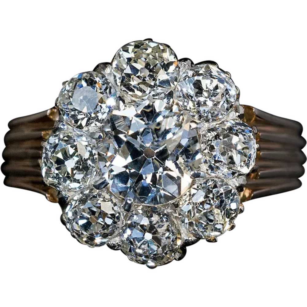 Antique 4.82 Ct Old Mine Cut Diamond Engagement R… - image 1