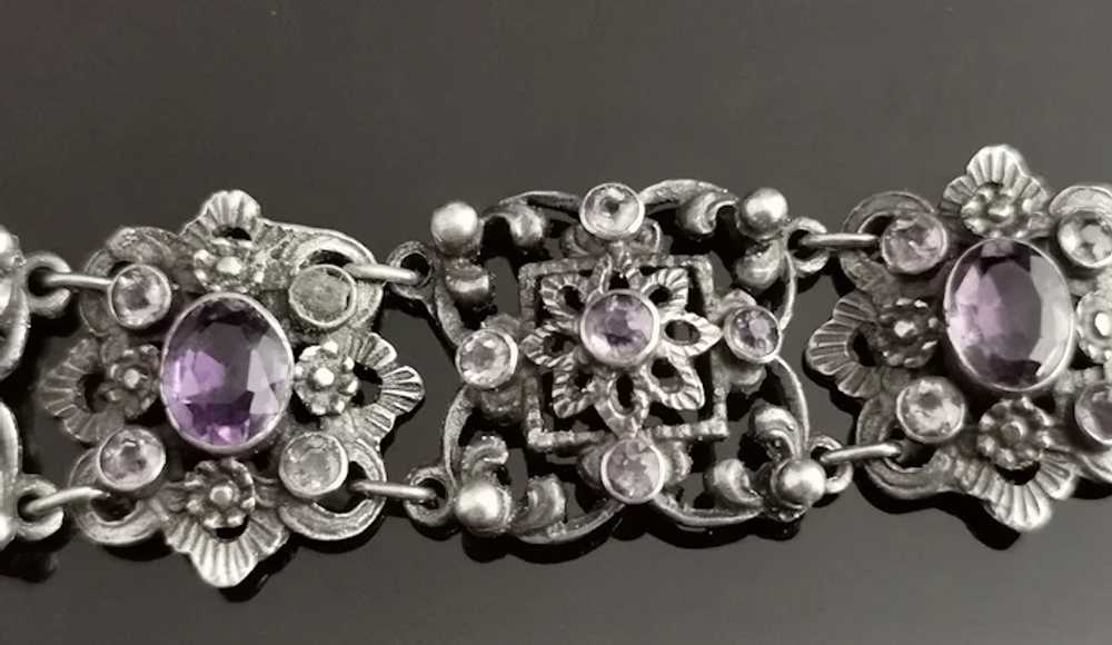 Antique Arts and Crafts silver and Amethyst brace… - image 4