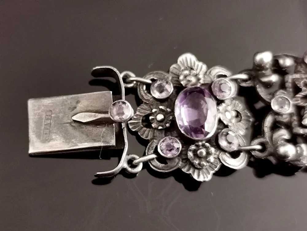 Antique Arts and Crafts silver and Amethyst brace… - image 6