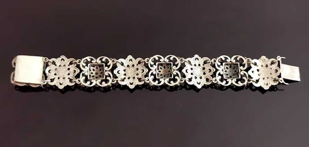 Antique Arts and Crafts silver and Amethyst brace… - image 8