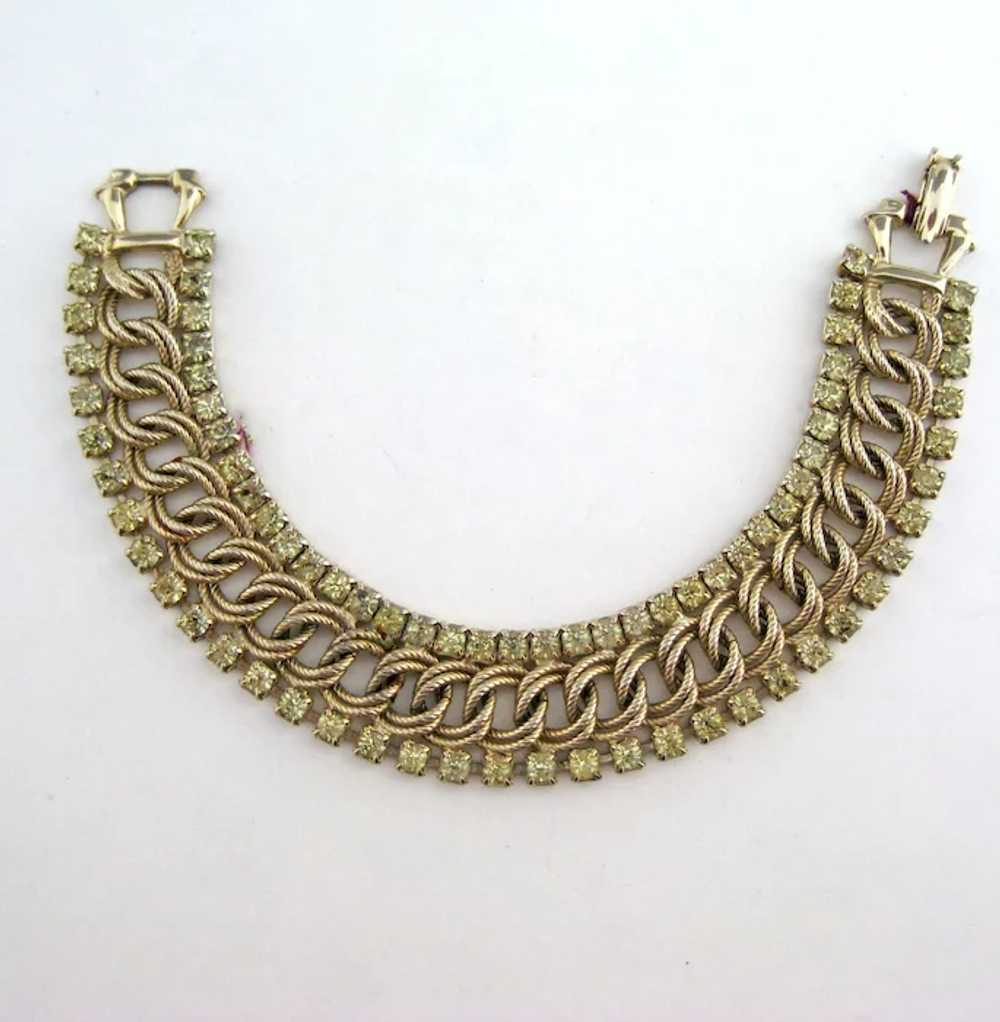 Fabulous Gold-tone Double Link Bracelet Edged in … - image 3